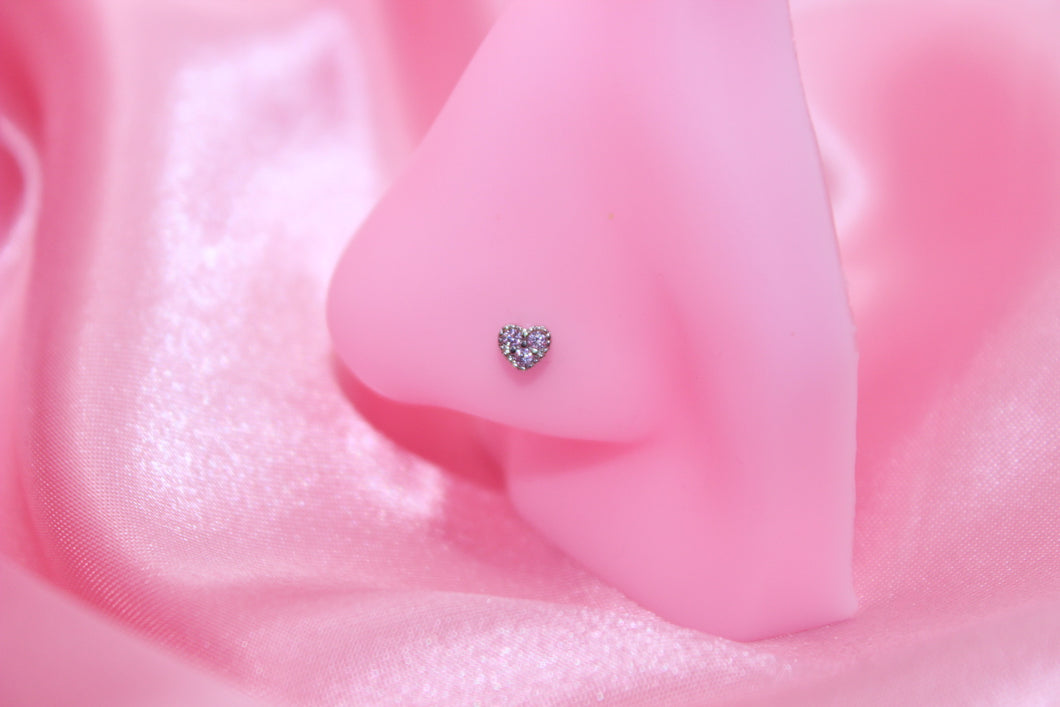 Clear Heart Nose Stud