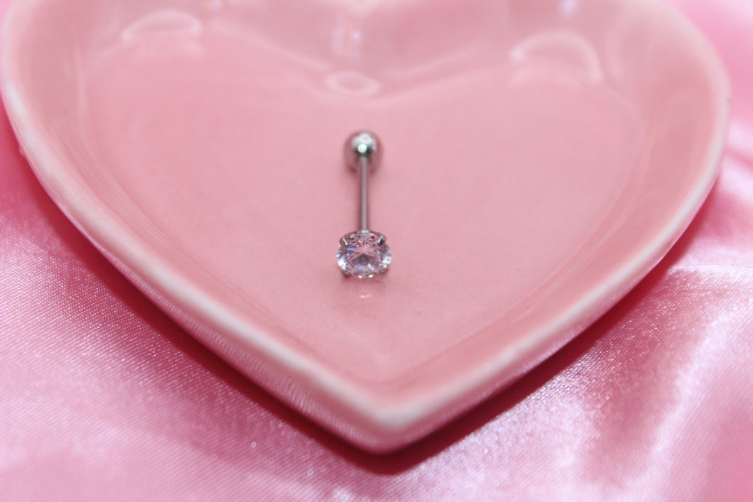 Clear Diamond Tongue Ring
