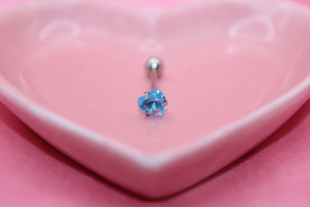 Blue Heart Tongue Ring