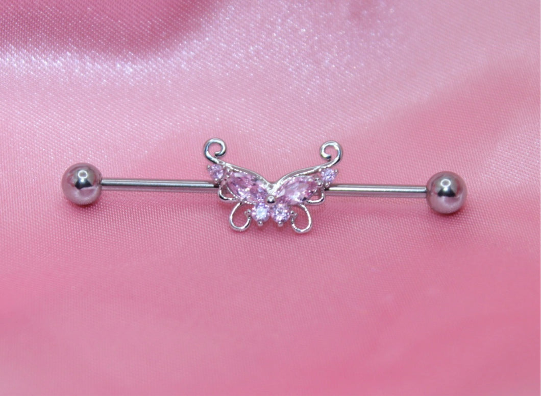 Pink Diamond Butterfly Industrial Bar