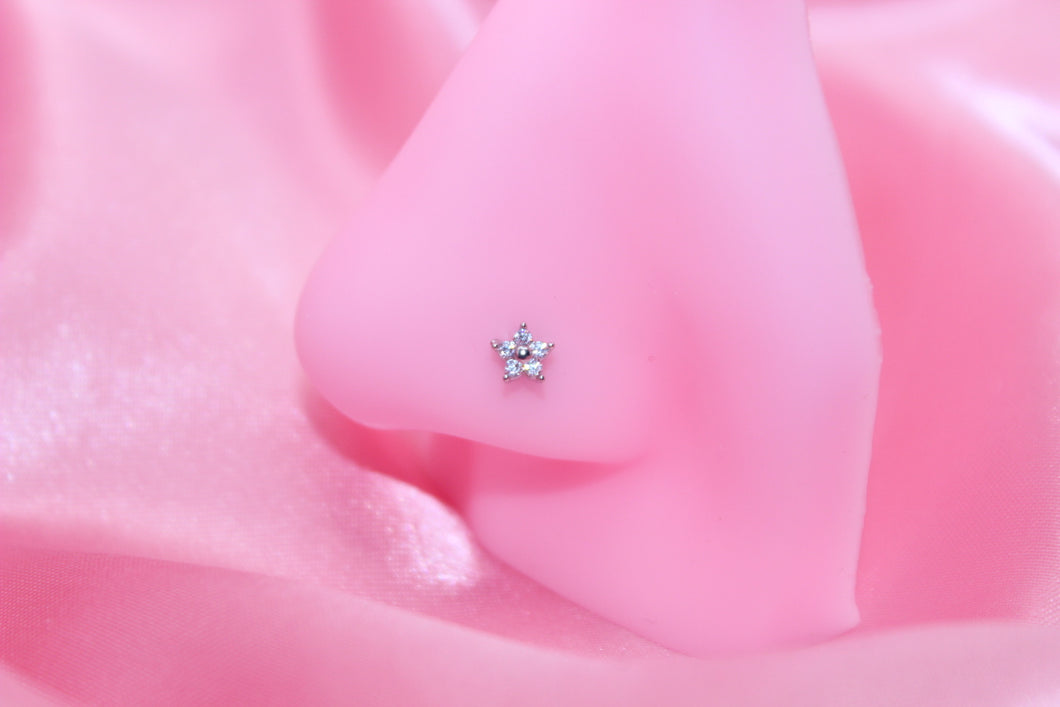 Clear Flower Nose Stud